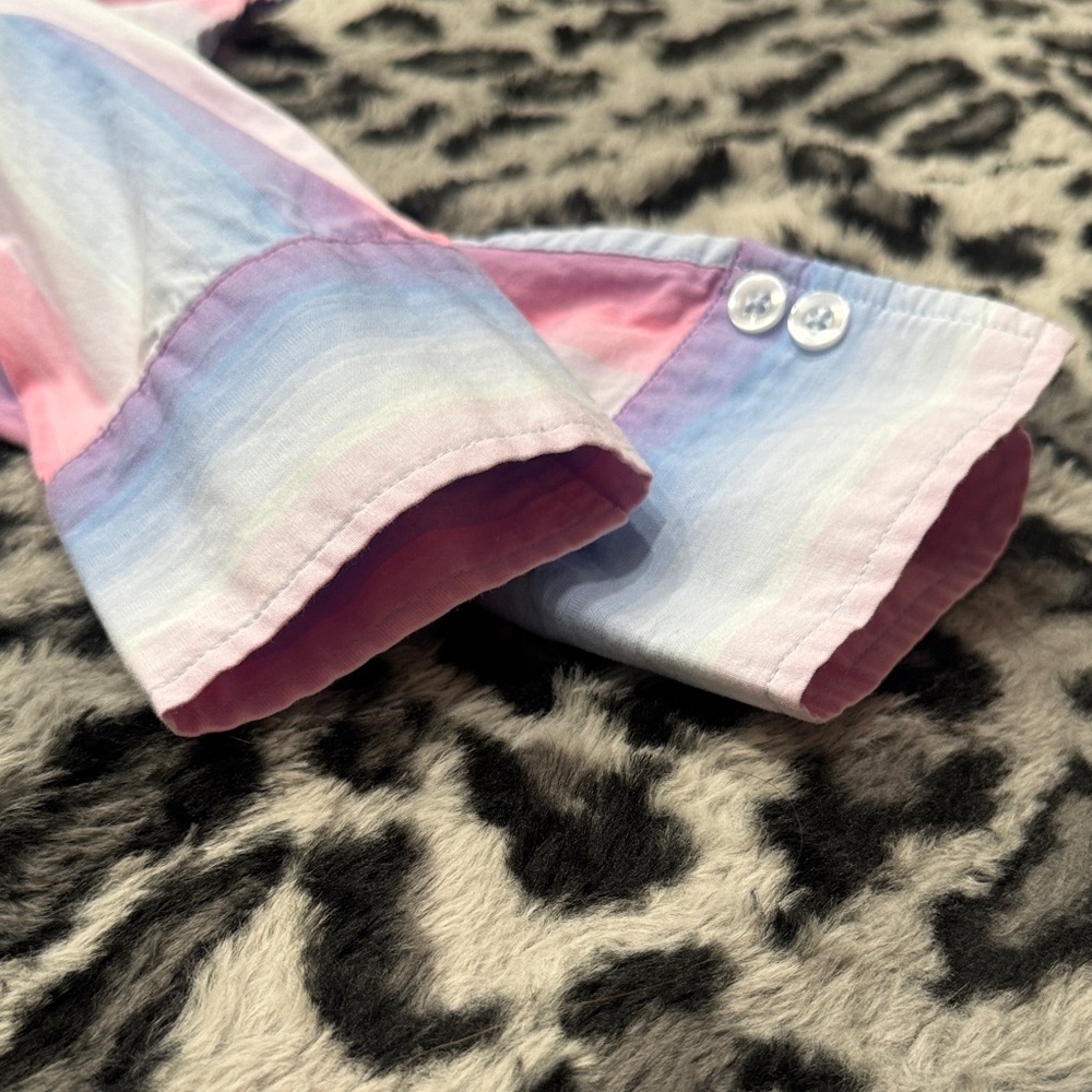 Autograph Pastel Pink Blue Stripe Button-Down Shirt - Picture 5 of 6